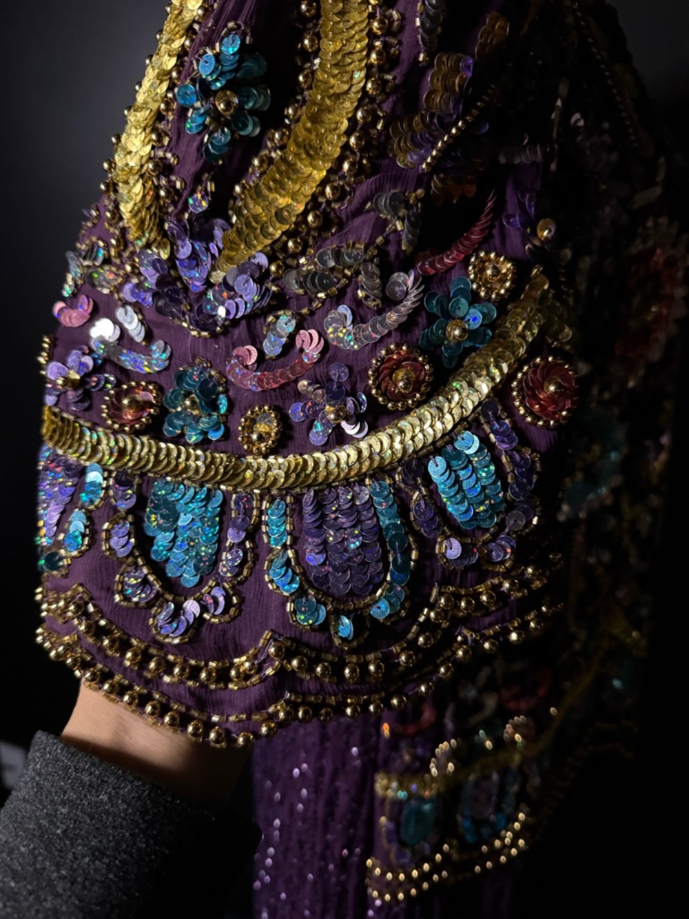 Silk Embellished Caftan Midi Dress Statement - Picture 7 of 12
